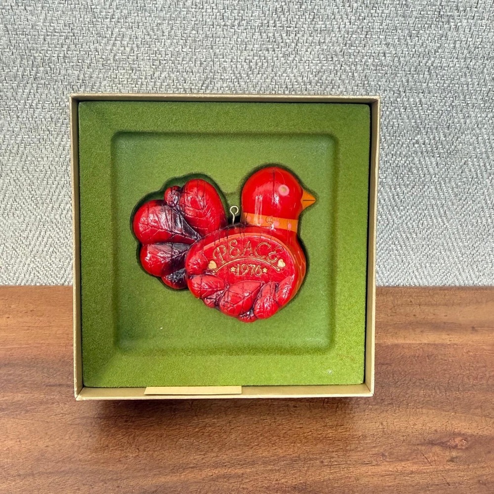 Vintage 1976 Hallmark Peace Bird Christmas Ornament Red Bird Nature Original Box